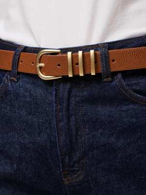 Pieces naisten vyö, PCLEA JEANS BELT  Cognac W. Gold Buckl