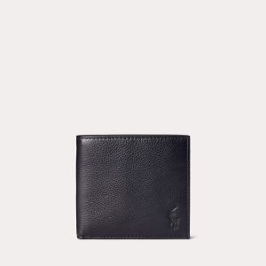 Polo Ralph Lauren lompakko, PEBBLED BILLFOLD LEATHER WALLET Musta