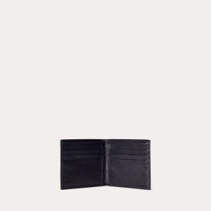 Polo Ralph Lauren lompakko, PEBBLED BILLFOLD LEATHER WALLET Musta