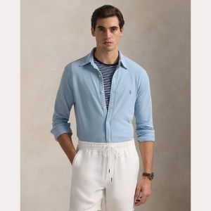 Polo Ralph Lauren Miesten Kauluspaita, FEATHERWEIGHT MESH SHIRT Vaaleansininen