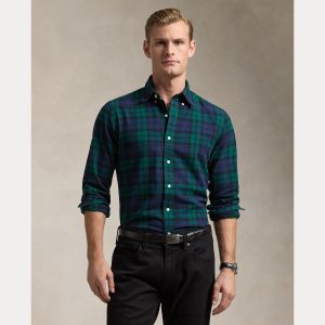 Polo Ralph Lauren miesten kauluspaita, LONG SLEEVE SPORT SHIR Vihreä Ruutu