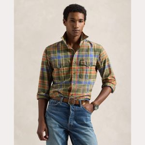 Polo Ralph Lauren miesten kauluspaita, LONG SLEEVE-SPORT SHIRT Vihreä Ruutu