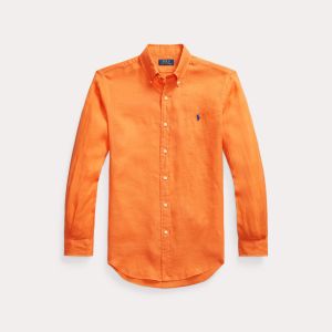 Polo Ralph Lauren miesten kauluspaita, POLO LINEN SHIRT LS CUSTOM FIT Oranssi