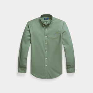 Polo Ralph Lauren miesten kauluspaita, SLIM FIT GARMEND WASHED OXFORD SHIRT Vihreä