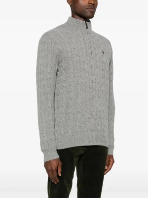 Polo Ralph Lauren Miesten Neulepusero, CABLE-KNIT WOOL-CASHMERE SWEATER Keskiharmaa
