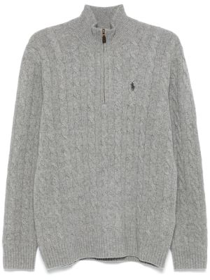 Polo Ralph Lauren Miesten Neulepusero, CABLE-KNIT WOOL-CASHMERE SWEATER Keskiharmaa