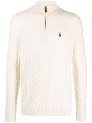 Polo Ralph Lauren Miesten Neulepusero, CABLE-KNIT WOOL-CASHMERE SWEATER Luonnonvalkoinen