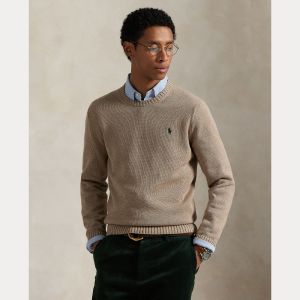 Polo Ralph Lauren Miesten Neulepusero, LONG SLEEVE-SWEATER Harmaanruskea