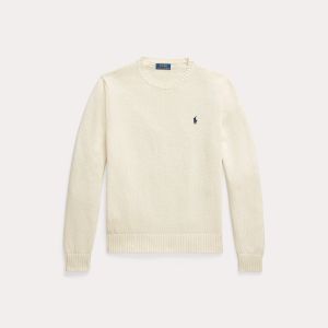 Polo Ralph Lauren Miesten Neulepusero, LONG SLEEVE-SWEATER Luonnonvalkoinen