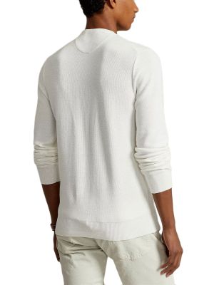 Polo Ralph Lauren miesten pusero, TEXTURED COTTON CREWNECK SWEATER Valkoinen