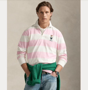 Polo Ralph Lauren miesten ruggeri, CLASSIC FIT POLO BEAR JERSEY RUGBY SHIRT Pinkki