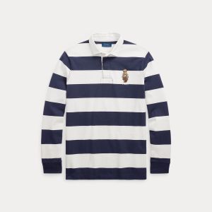 Polo Ralph Lauren miesten ruggeri, LONG SLEEVE RUGBY RUGGER Raidallinen Sininen