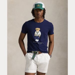 Polo Ralph Lauren miesten t-paita, CUSTOM SLIM FIT POLO BEAR JERSEY T-SHIRT Tummansininen