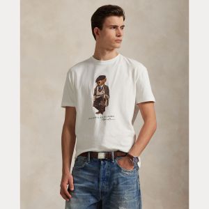 Polo Ralph Lauren miesten t-paita, CUSTOM SLIM FIT POLO BEAR JERSEY TSHIRT Valkoinen