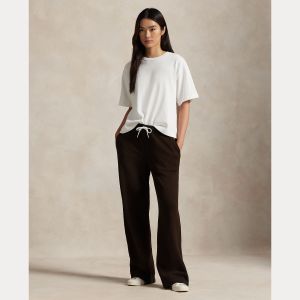 Polo Ralph Lauren naisten collegehousut, KNIT-OPEN BOTTOM SWEATPANT-PANTS Tummanruskea