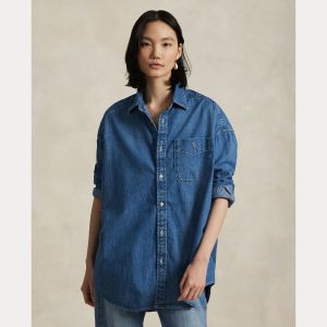 Polo Ralph Lauren naisten farkkupaita, SMCK ST-LONG SLEEVE-BUTTON FRONT SHIRT Indigo