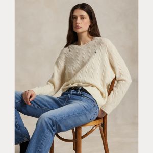Polo Ralph Lauren naisten neulepusero, SWEATHER PULLOVER Luonnonvalkoinen