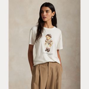 Polo Ralph Lauren naisten t-paita, KNIT-T-SHIRT Luonnonvalkoinen