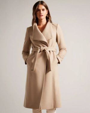 Ted Baker Naisten Villakangastakki, Rose Midi Wool Wrap Coat Kameli