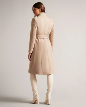 Ted Baker Naisten Villakangastakki, Rose Midi Wool Wrap Coat Kameli