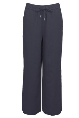 S.T.I naisten pellavahousut, ELVI LINEN PANTS 74CM Tummansininen