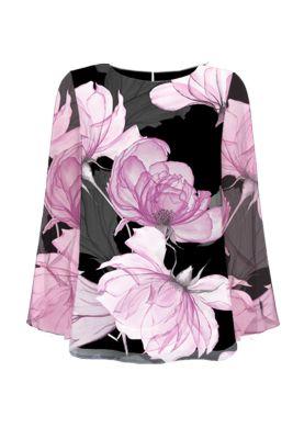 S.T.I naisten pusero, KARLY BLOUSE 66CM Musta Kuosi