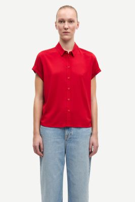 Samsoe and Samsoe, Naisten Lyhythihainen Kauluspaita, Majan Ss Shirt 9942 Punainen
