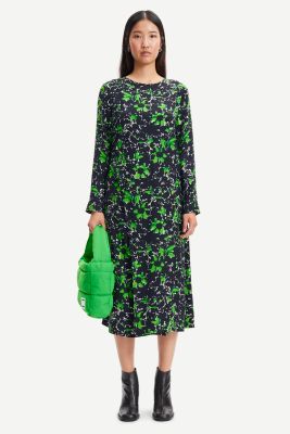 Samsoe and Samsoe Naisten Mekko AGNETA DRESS AOP14201 Vihreä Kuosi