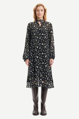 Samsoe and Samsoe Naisten Mekko, Elma shirt dress aop 9695 Musta Kuosi