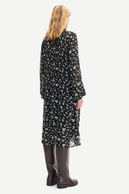 Samsoe and Samsoe Naisten Mekko, Elma shirt dress aop 9695 Musta Kuosi