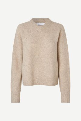 Samsoe and Samsoe naisten neulepusero, SAMELODY V-NECK 15727 Vaalea Beige