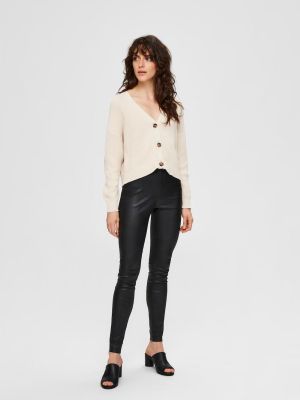 Selected Femme Nahkahousut, Sylvia Mw Stretch Leather. Musta