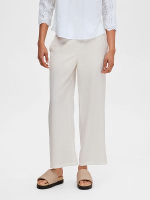 Selected Femme housut, SLFDESIREE MW PANT Luonnonvalkoinen