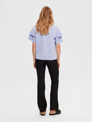 Selected Femme housut, SLFELIANA MW SLIM FLARED PANT Musta