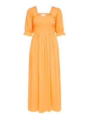 Selected Femme mekko, SLFJUANA-ULRIKKE 2/4 SMOCK ANKLE DRESS Oranssi