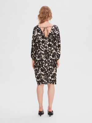 Selected Femme mekko, SLFJUSTINE 34 AOP SHORT DRESS Mustavalkoinen