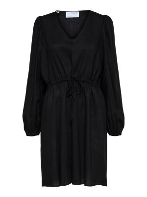 Selected Femme mekko, SLFVIVA LS SHORT LINEN DRESS Musta