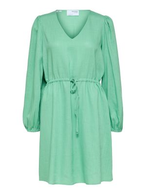 Selected Femme mekko, SLFVIVA LS SHORT LINEN DRESS Vihreä