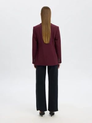 Selected Femme Naisten Bleiseri, AD-SLFRITA LS CLASSIC BLAZER MEL NOOS Fig Melange