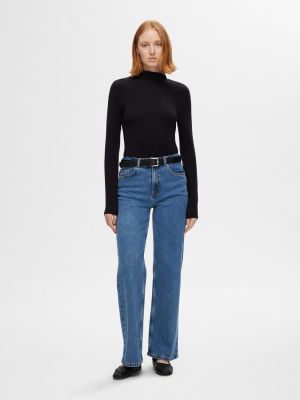 Selected Femme naisten farkut, SLFALICE HW WIDE LONG WING BLU JEANS Indigo
