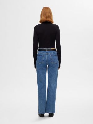 Selected Femme naisten farkut, SLFALICE HW WIDE LONG WING BLU JEANS Indigo