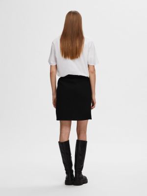 Selected Femme naisten hame, SLFLISA HANKIE MW SHORT SKIRT Musta