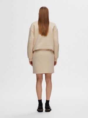 Selected Femme naisten hame, SLFLISA HANKIE MW SHORT SKIRT Vaalea Beige