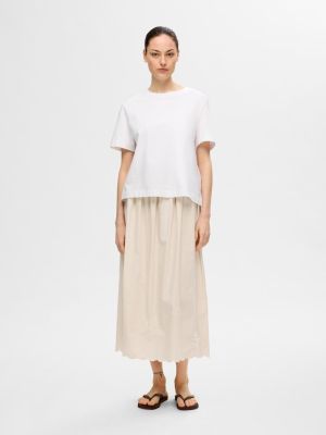 Selected Femme naisten hame, SLFMELLI HW ANKLE SKIRT Hiekka