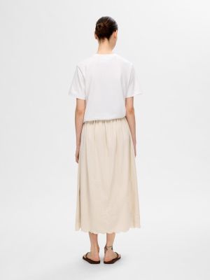 Selected Femme naisten hame, SLFMELLI HW ANKLE SKIRT Hiekka