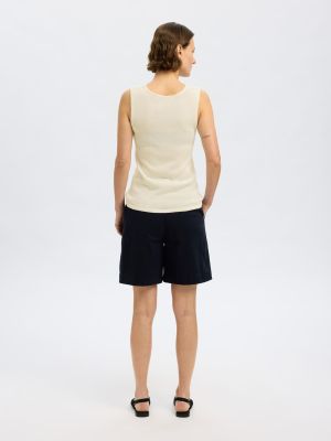 Selected Femme naisten hihaton toppi, SLFMOON SUS SL KNIT TOP Luonnonvalkoinen