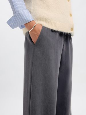 Selected Femme naisten housut, SLFPATRICIA MW WIDE PANT B Medium Grey Melange