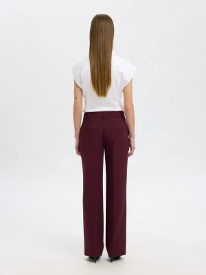 Selected Femme naisten housut, SLFRITA MW WIDE PANT MEL NOOS Fig Melange