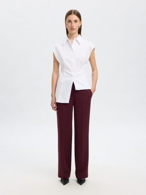 Selected Femme naisten housut, SLFRITA MW WIDE PANT MEL NOOS Luumunpunainen
