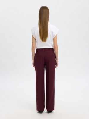 Selected Femme naisten housut, SLFRITA MW WIDE PANT MEL NOOS Luumunpunainen